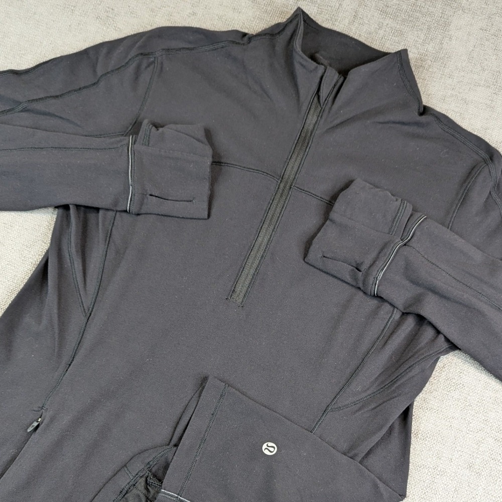Lululemon Pullover Womens 10 Black Swiftly Tech 1/2 Zip Long Sleeve Thumbholes